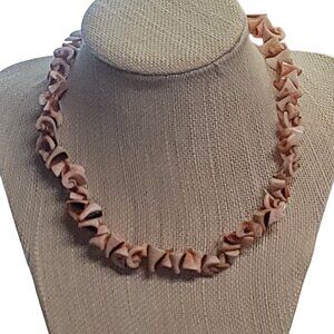 Hawaiian Carved Conch Shell Choker Necklace Spiral Vintage Jewelry Surfer 1970's